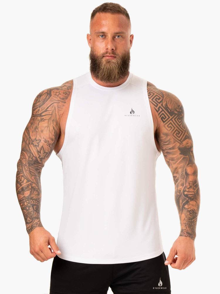 White Ryderwear Men Tanks Lift Mesh Baller Tank Men's Tanks | AU1141MA