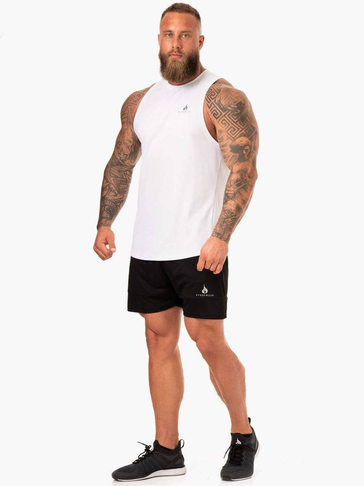 White Ryderwear Men Tanks Lift Mesh Baller Tank Men's Tanks | AU1141MA