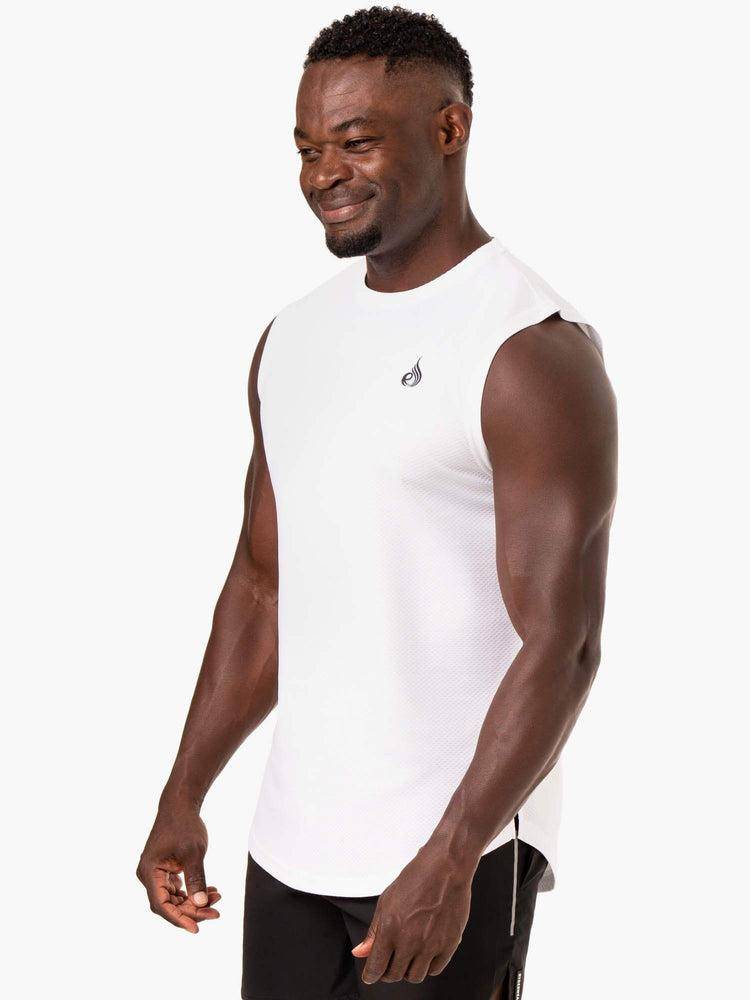 White Ryderwear Men Tanks Reflex Mesh Baller Tank Men's Tanks | AU1172TV