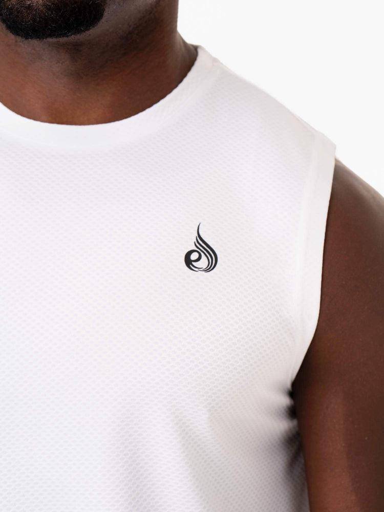 White Ryderwear Men Tanks Reflex Mesh Baller Tank Men's Tanks | AU1172TV