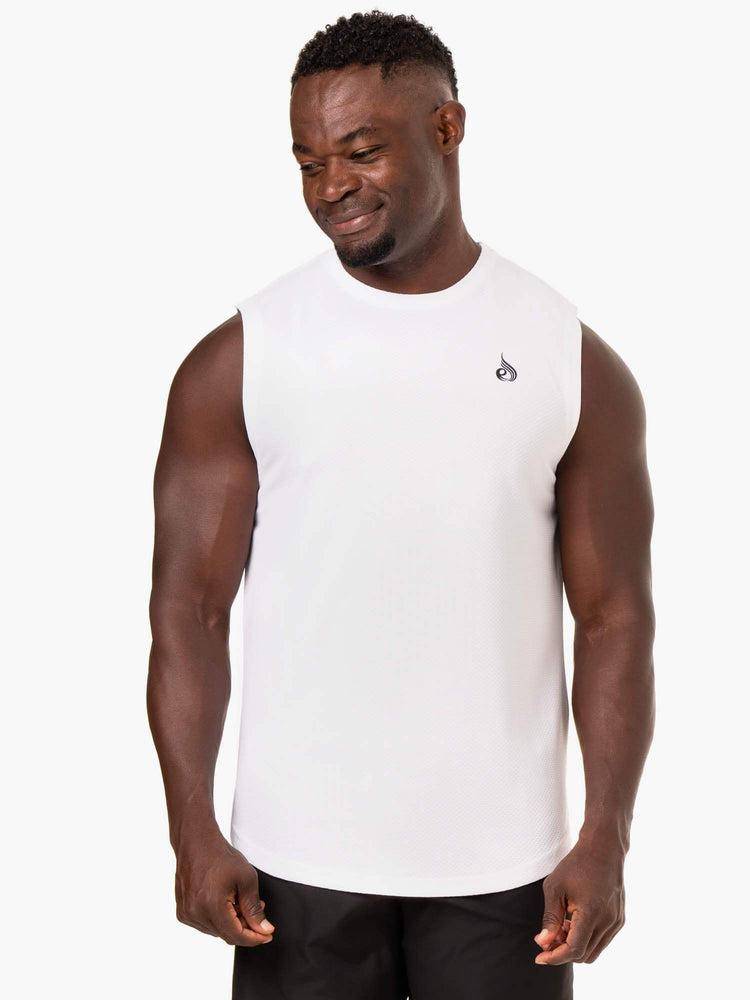 White Ryderwear Men Tanks Reflex Mesh Baller Tank Men\'s Tanks | AU1172TV