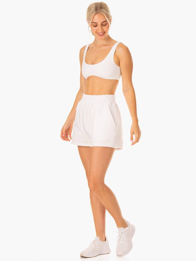 White Ryderwear Women Shorts Elevate Track Women's Shorts | AU2127BC