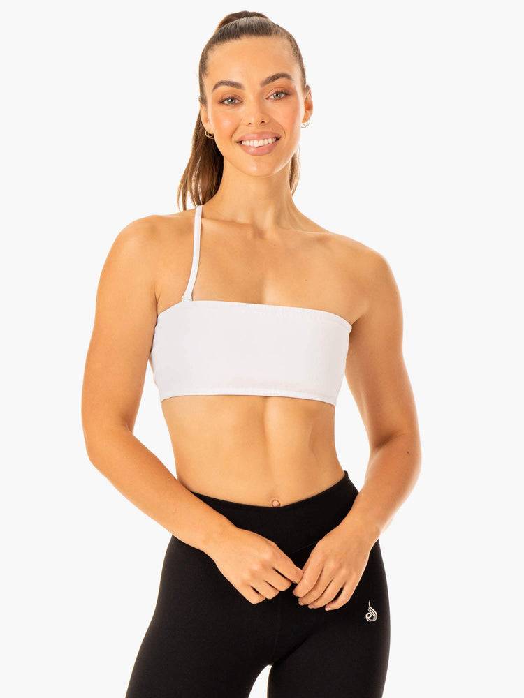 White Ryderwear Women Sports Bra Convertible Bandeau Women's Sports Bra | AU2375EX