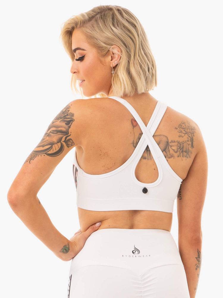 White Ryderwear Women Sports Bra Courtside Women's Sports Bra | AU2395OR