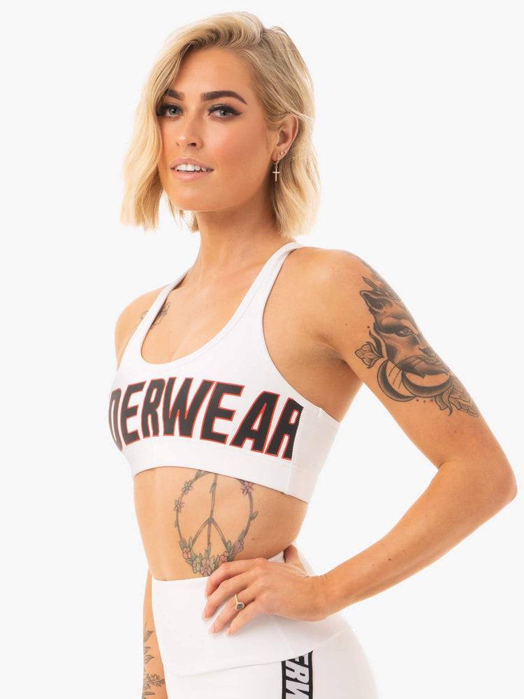 White Ryderwear Women Sports Bra Courtside Women's Sports Bra | AU2395OR