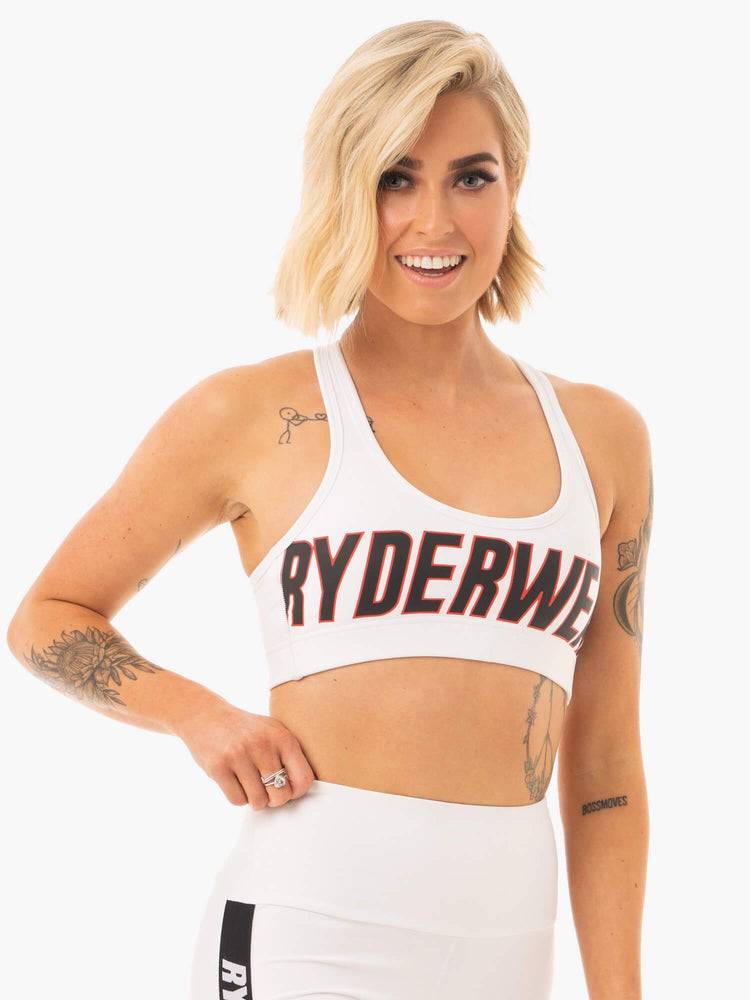 White Ryderwear Women Sports Bra Courtside Women's Sports Bra | AU2395OR