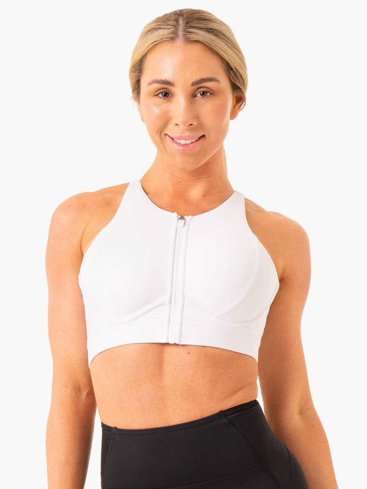 White Ryderwear Women Sports Bra Critical High Impact Women's Sports Bra | AU2294OR