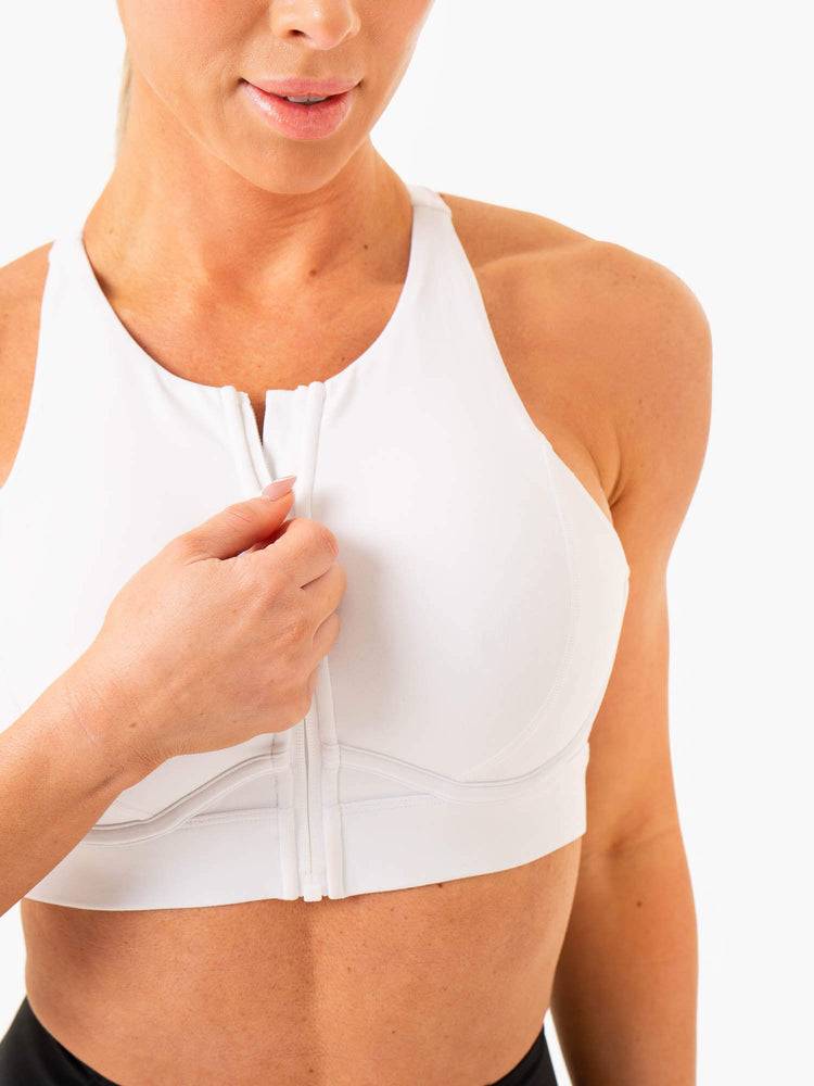 White Ryderwear Women Sports Bra Critical High Impact Women's Sports Bra | AU2294OR