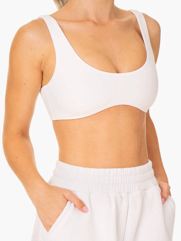 White Ryderwear Women Sports Bra Elevate Lounge Women's Sports Bra | AU2423UT