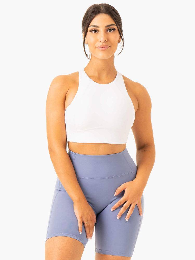 White Ryderwear Women Sports Bra NKD Frame Long Line Women's Sports Bra | AU2234QZ