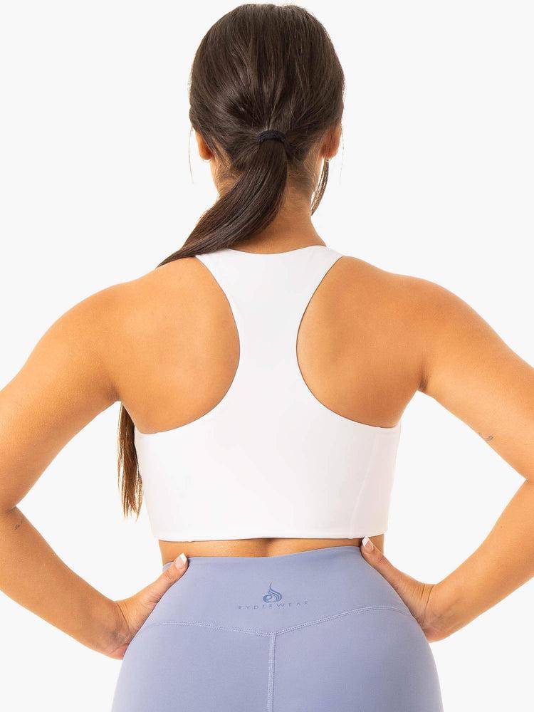 White Ryderwear Women Sports Bra NKD Frame Long Line Women's Sports Bra | AU2234QZ