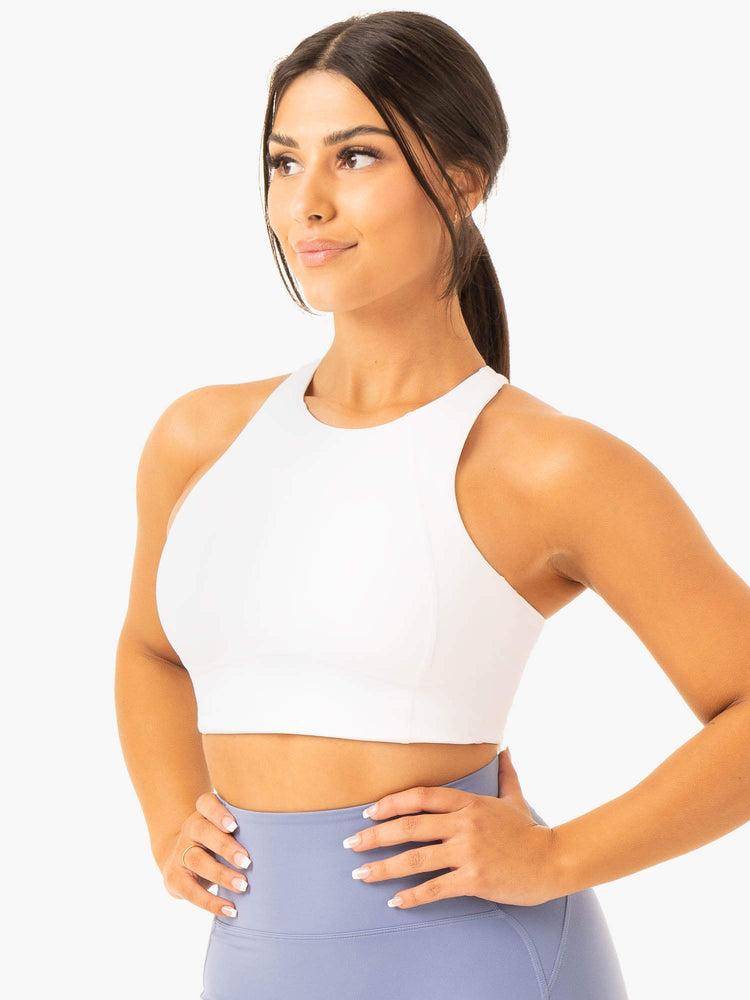 White Ryderwear Women Sports Bra NKD Frame Long Line Women's Sports Bra | AU2234QZ