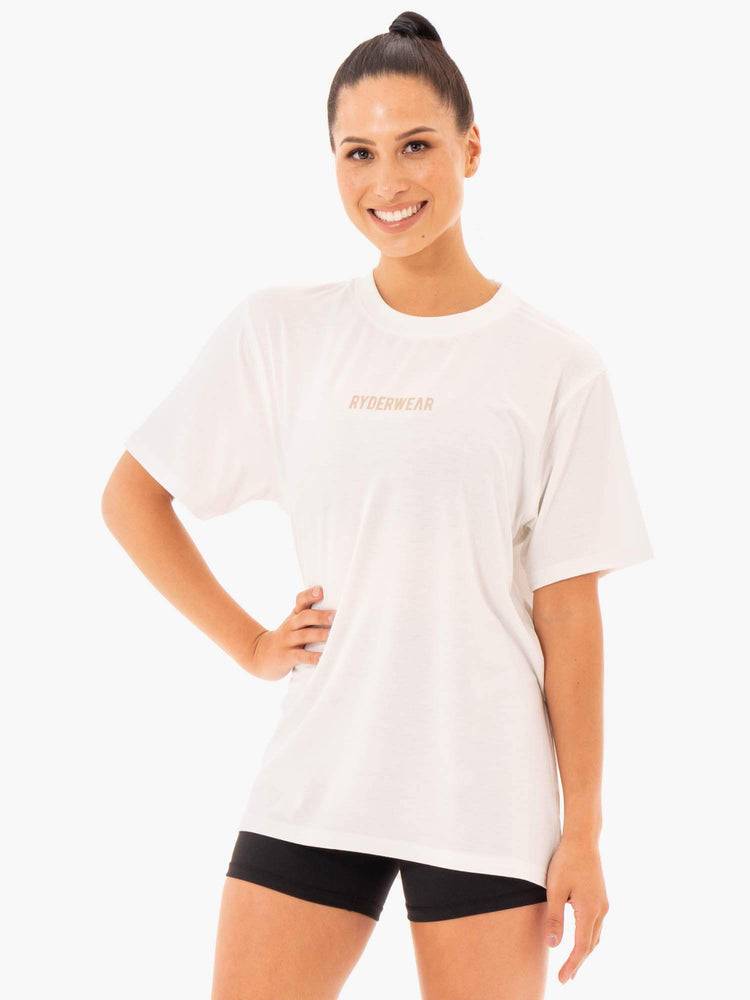 White Ryderwear Women T Shirts Define Long Line Women's T Shirts | AU2703UT