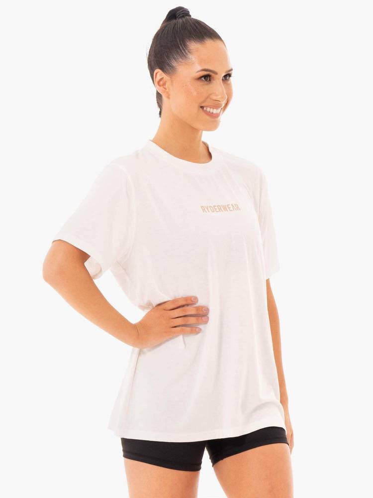 White Ryderwear Women T Shirts Define Long Line Women's T Shirts | AU2703UT