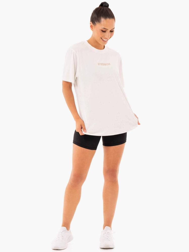 White Ryderwear Women T Shirts Define Long Line Women's T Shirts | AU2703UT