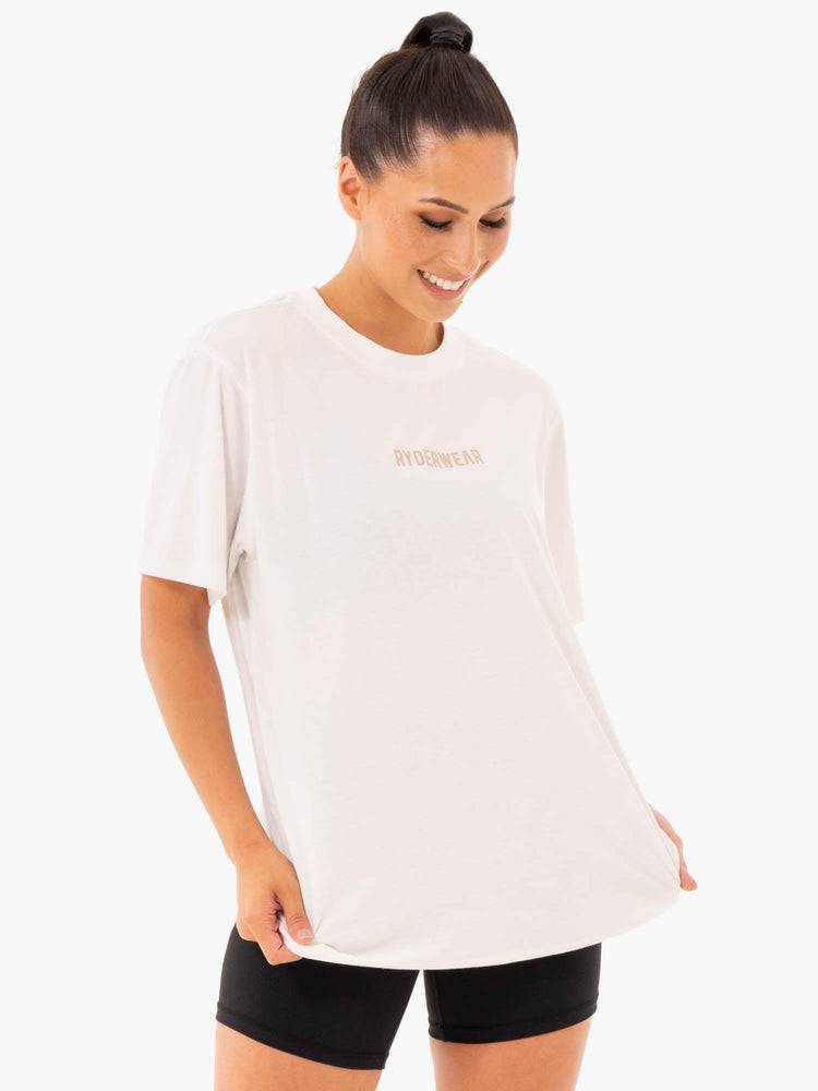 White Ryderwear Women T Shirts Define Long Line Women\'s T Shirts | AU2703UT