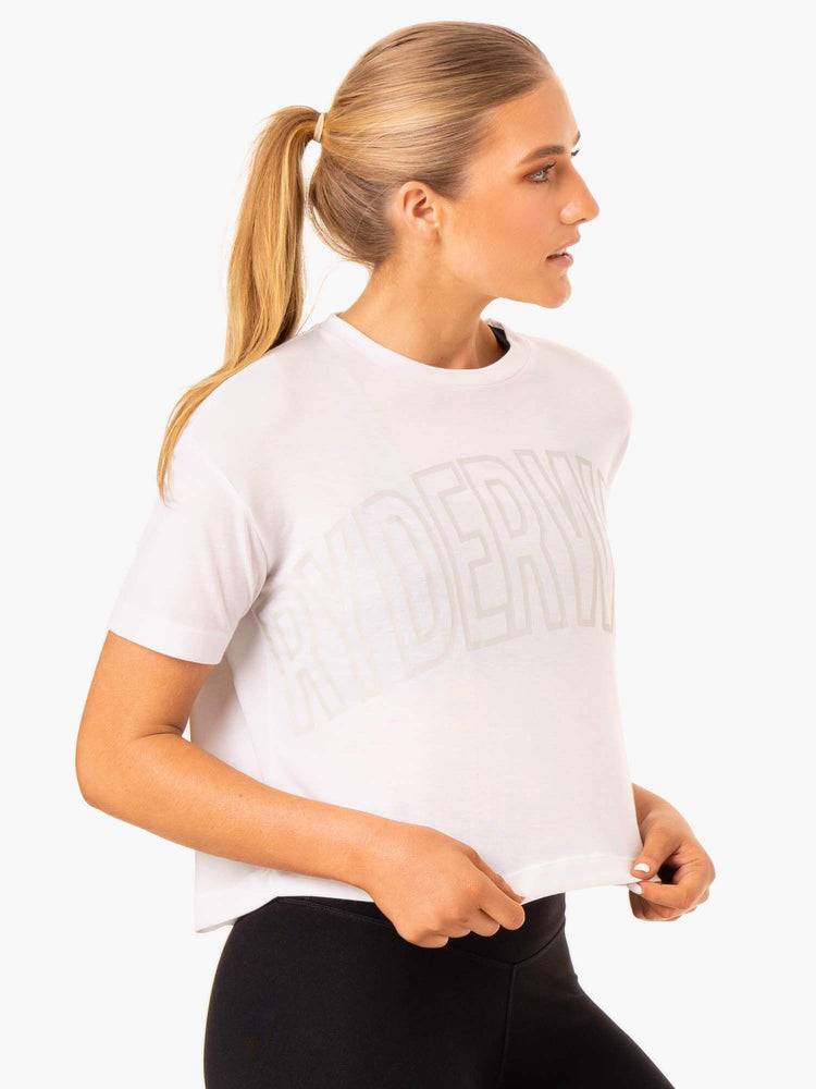 White Ryderwear Women T Shirts Replay Boxy Tee Women's T Shirts | AU2720IS