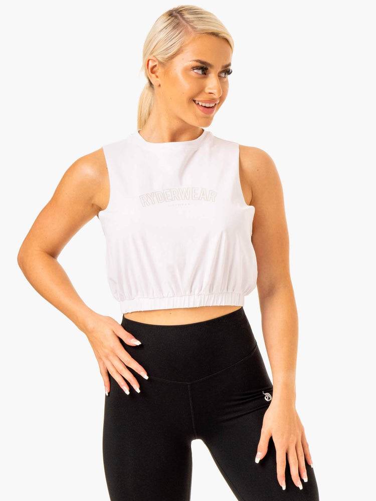 White Ryderwear Women Tanks Boxer Muscle Women's Tanks | AU2947ZG