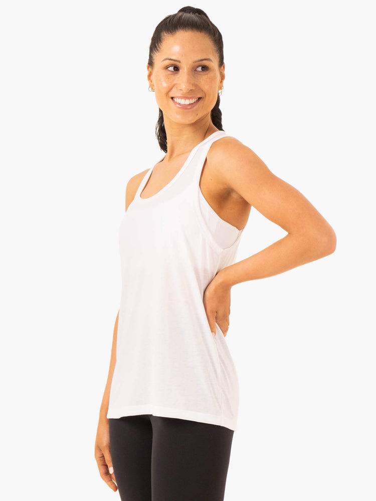 White Ryderwear Women Tanks Ease Relaxed Women's Tanks | AU2815PQ