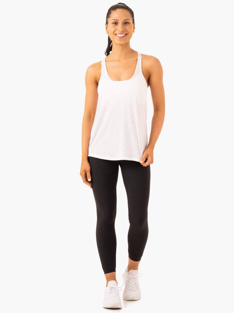 White Ryderwear Women Tanks Ease Relaxed Women's Tanks | AU2815PQ