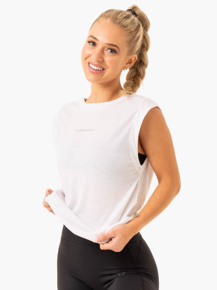 White Ryderwear Women Tanks Element Wide Cut Women's Tanks | AU2849EX