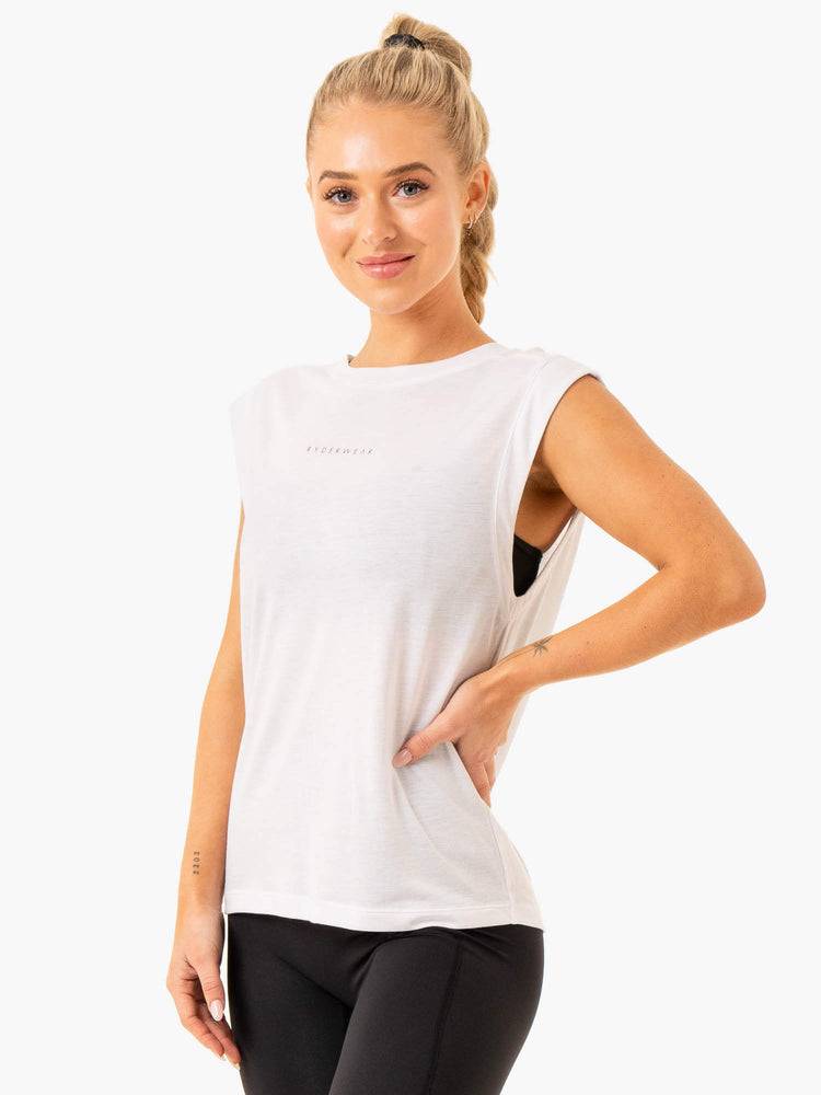 White Ryderwear Women Tanks Element Wide Cut Women's Tanks | AU2849EX