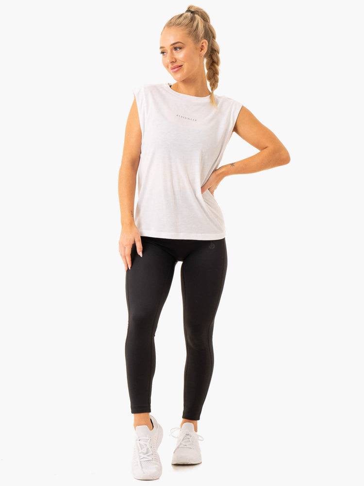 White Ryderwear Women Tanks Element Wide Cut Women's Tanks | AU2849EX