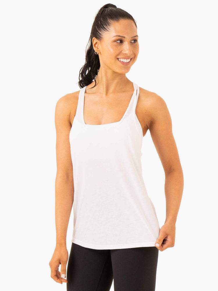 White Ryderwear Women Tanks Elevate Singlet Women's Tanks | AU2880HK