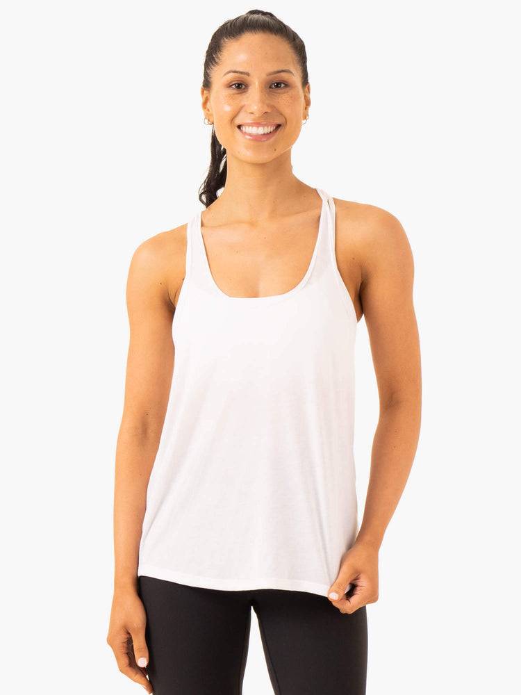 White Ryderwear Women Tanks Elevate Singlet Women\'s Tanks | AU2880HK