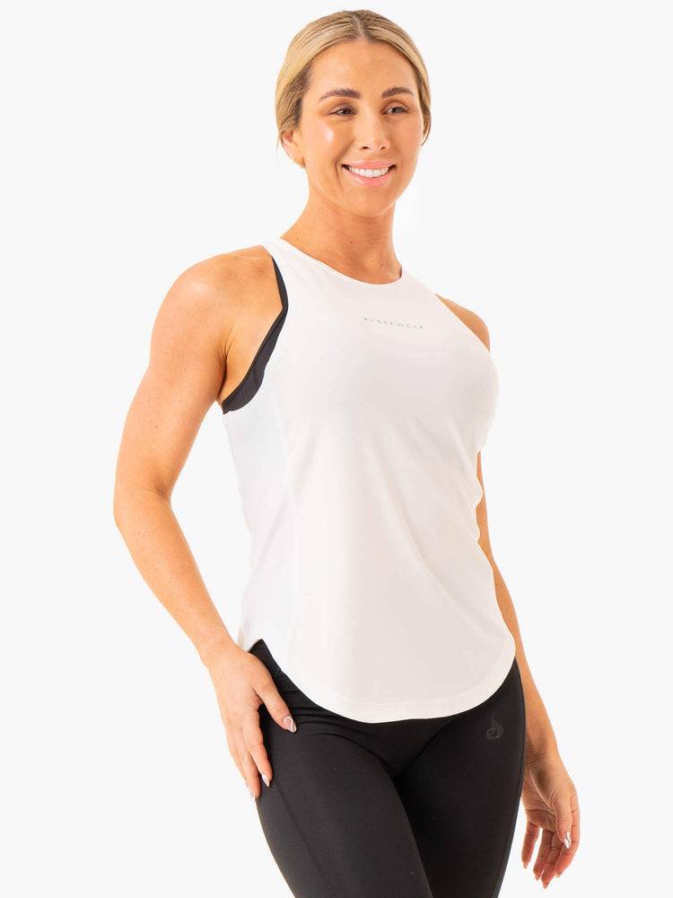 White Ryderwear Women Tanks Elite Mesh Training Women's Tanks | AU2882FM