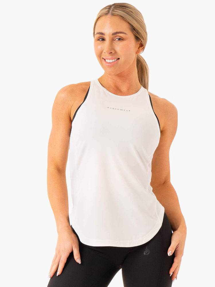 White Ryderwear Women Tanks Elite Mesh Training Women\'s Tanks | AU2882FM