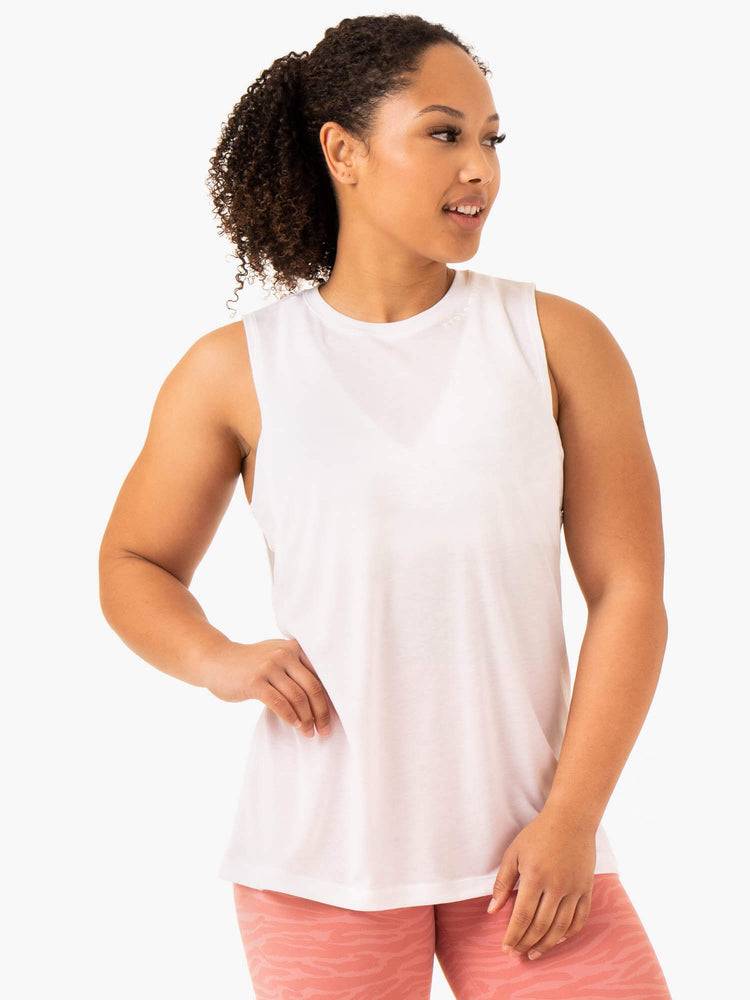 White Ryderwear Women Tanks Emerge Training Women's Tanks | AU2836HK