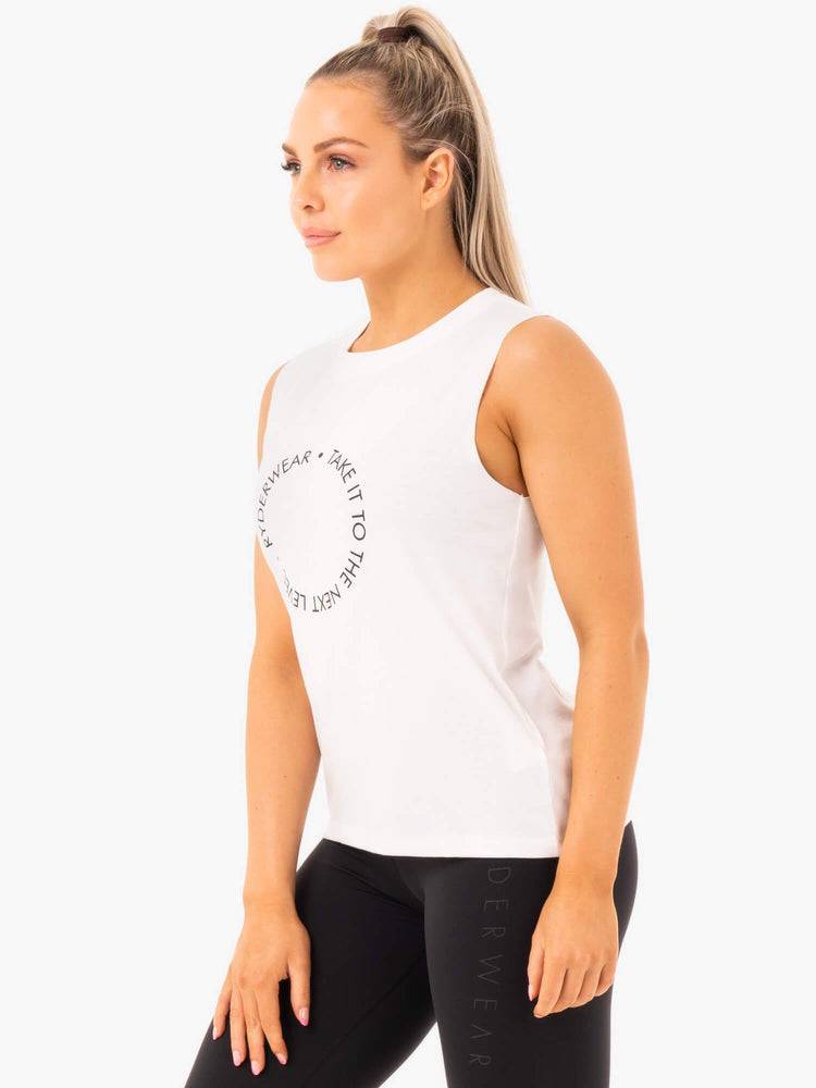 White Ryderwear Women Tanks Ladies Baller Women's Tanks | AU3011QZ