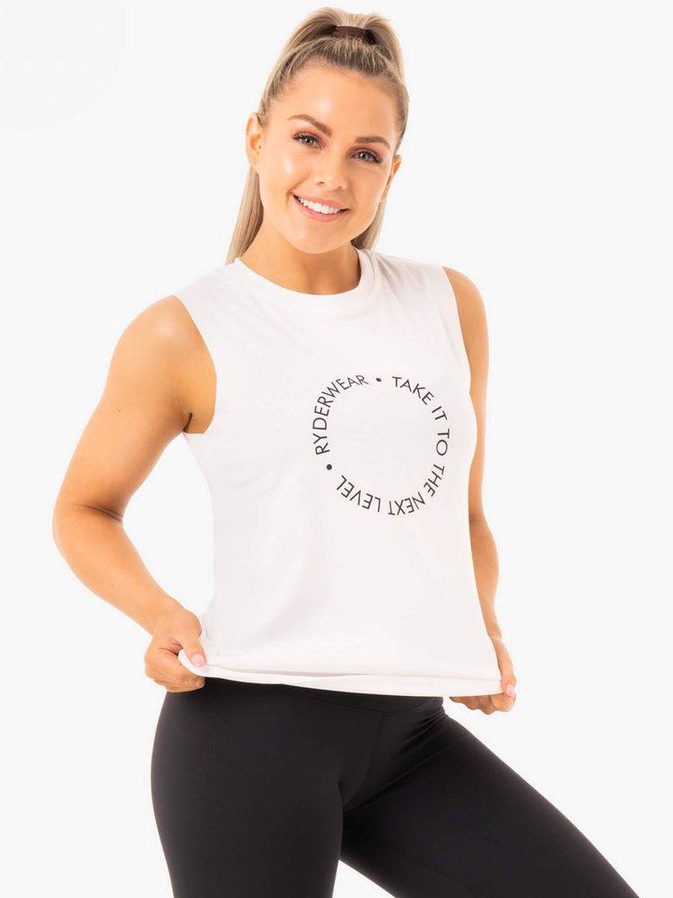 White Ryderwear Women Tanks Ladies Baller Women's Tanks | AU3011QZ