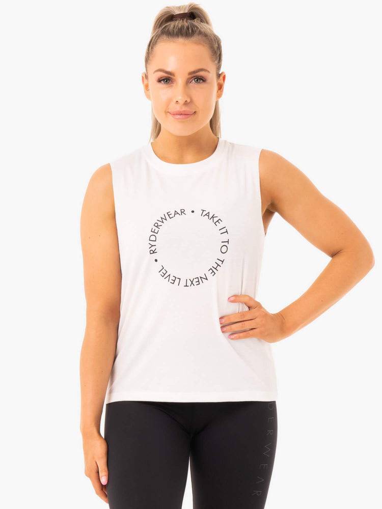 White Ryderwear Women Tanks Ladies Baller Women\'s Tanks | AU3011QZ