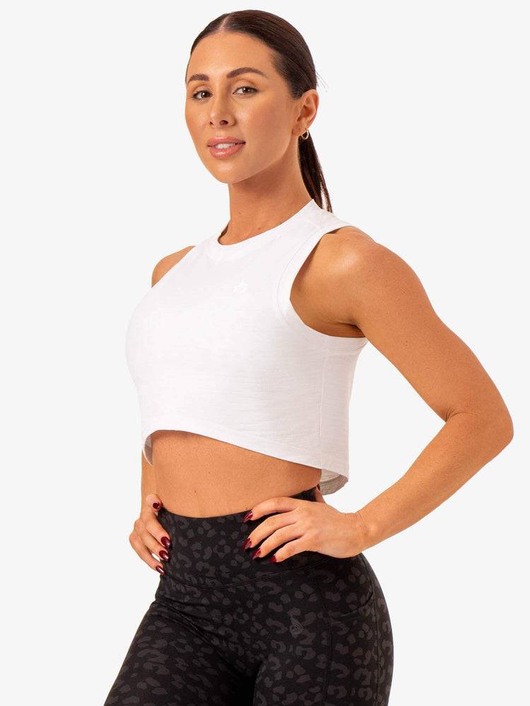 White Ryderwear Women Tanks Ultra Scoop Women's Tanks | AU2958OR