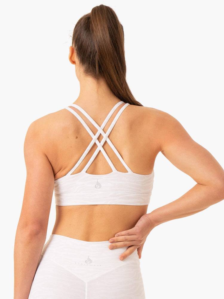 White Zebra Ryderwear Women Sports Bra Transform Twist Women's Sports Bra | AU2228XF