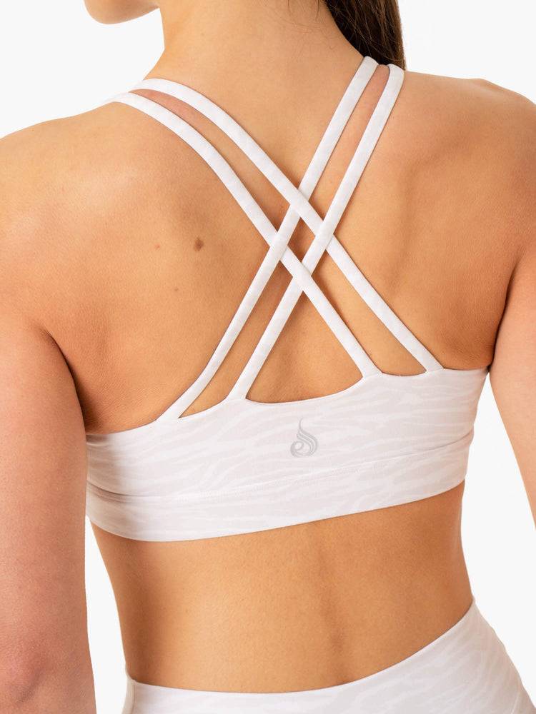 White Zebra Ryderwear Women Sports Bra Transform Twist Women's Sports Bra | AU2228XF