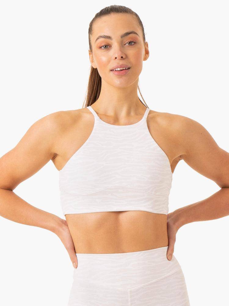 White Zebra Ryderwear Women Sports Bra Transform Reversible Sports Crop Women's Sports Bra | AU2273FM