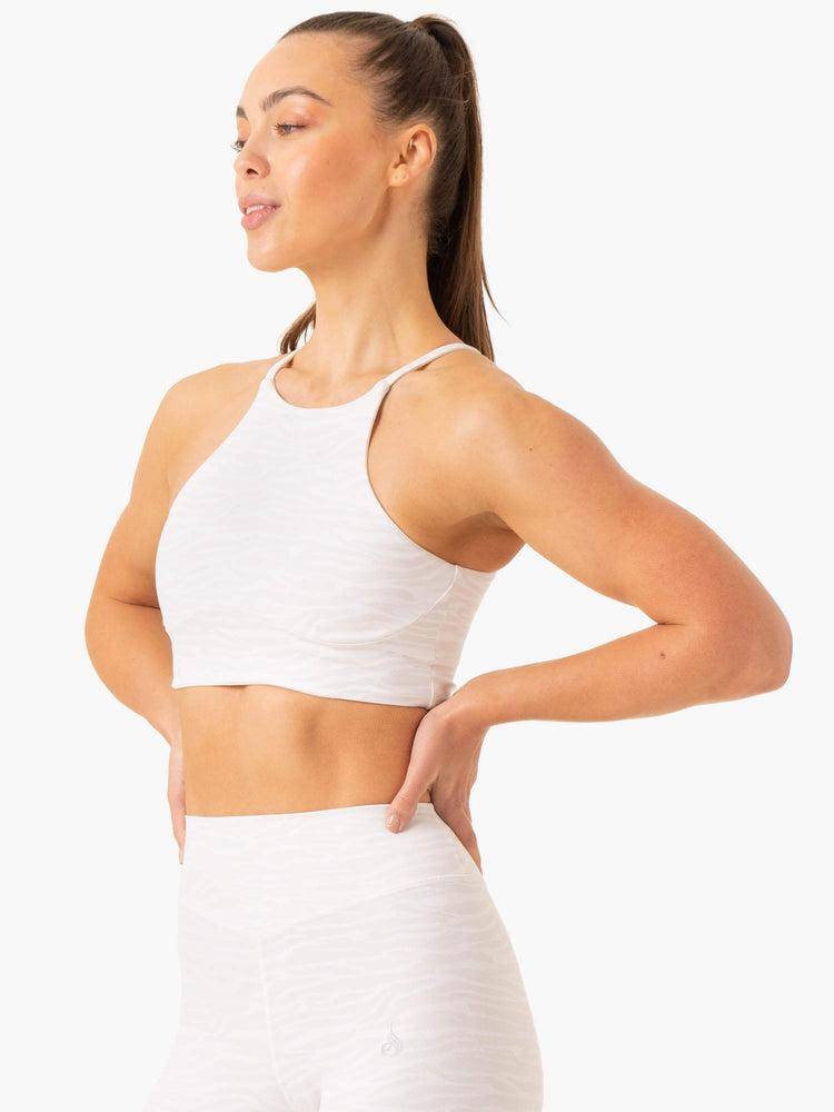 White Zebra Ryderwear Women Sports Bra Transform Reversible Sports Crop Women's Sports Bra | AU2273FM