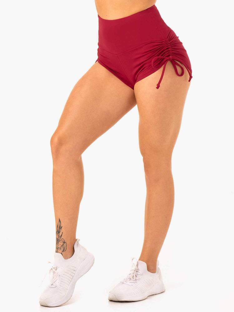 Wine Red Ryderwear Women Shorts Staples Scrunch Bum Tie Up Women's Shorts | AU1986DN