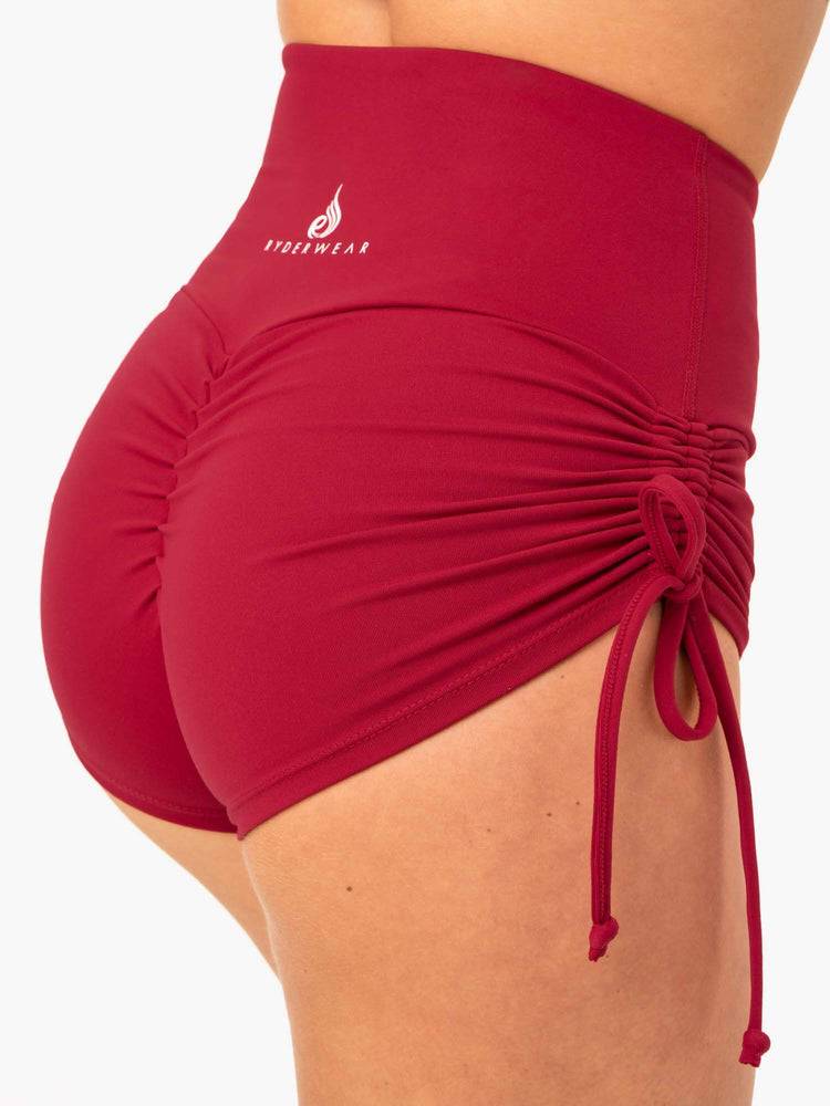 Wine Red Ryderwear Women Shorts Staples Scrunch Bum Tie Up Women's Shorts | AU1986DN