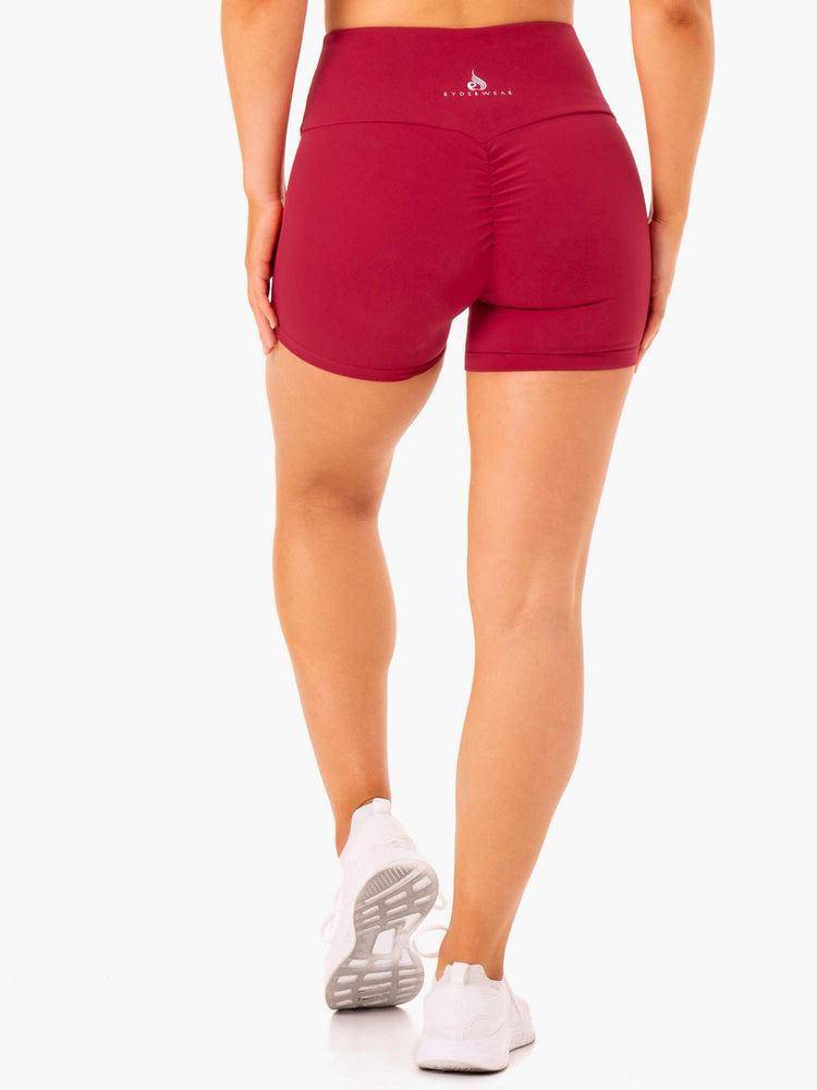 Wine Red Ryderwear Women Shorts Staples Scrunch Bum Mid Length Women's Shorts | AU1988GL