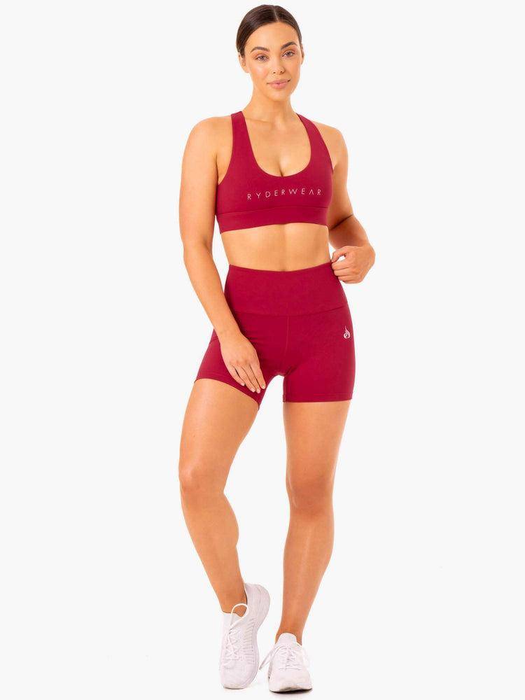 Wine Red Ryderwear Women Shorts Staples Scrunch Bum Mid Length Women's Shorts | AU1988GL