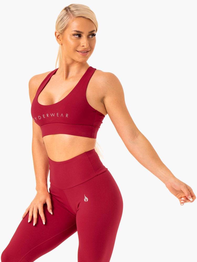 Wine Red Ryderwear Women Sports Bra Staples Cross Over Women's Sports Bra | AU2420PQ