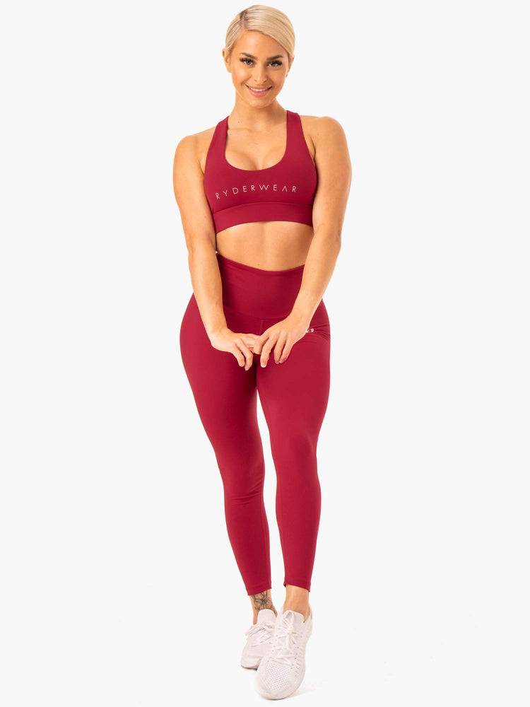 Wine Red Ryderwear Women Sports Bra Staples Cross Over Women's Sports Bra | AU2420PQ