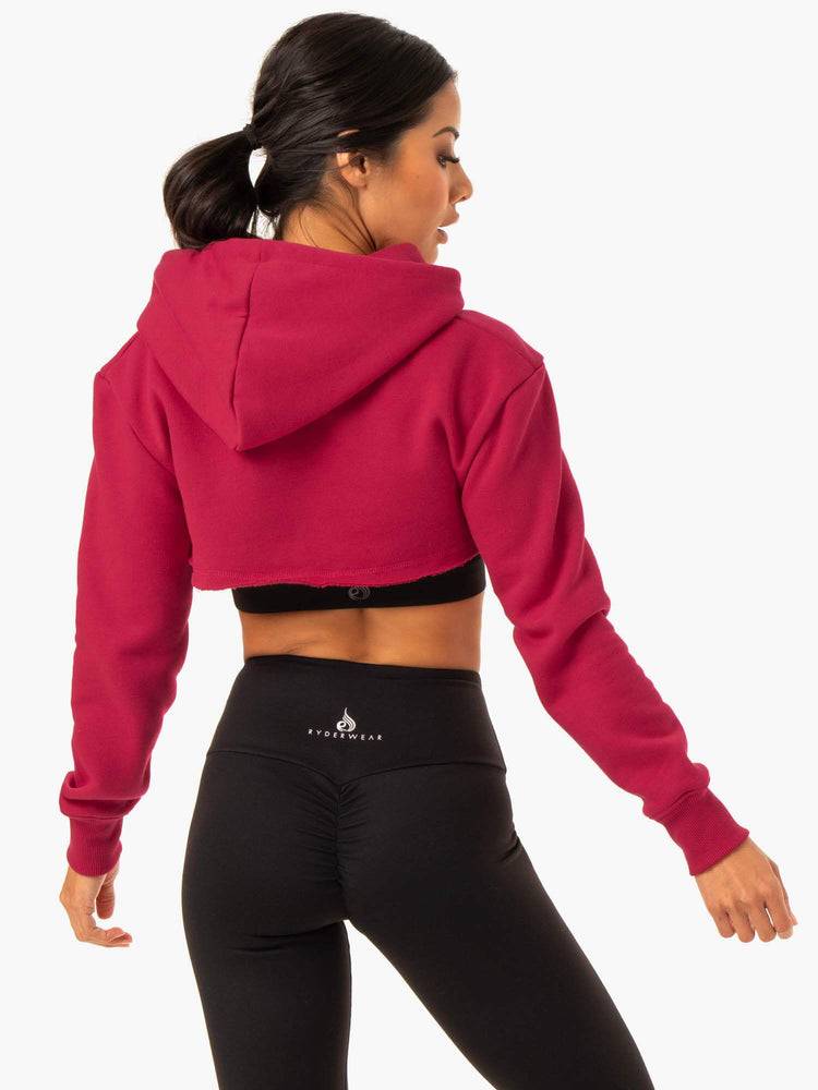 Wine Red Ryderwear Women Sweaters Staples Super Crop Women's Sweaters | AU2592ZG