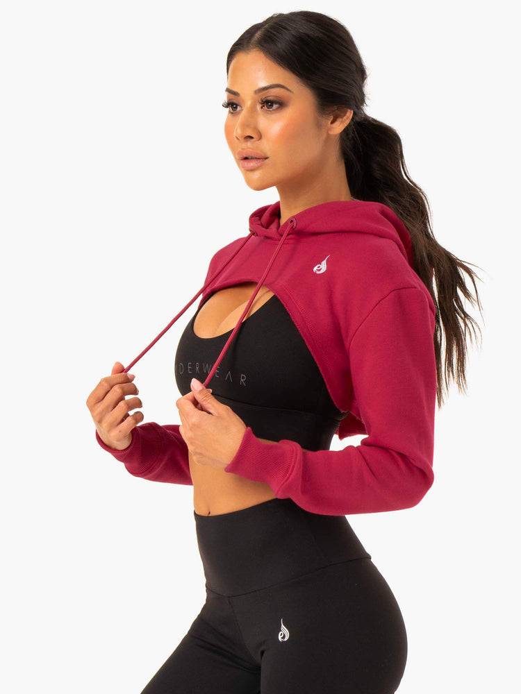 Wine Red Ryderwear Women Sweaters Staples Super Crop Women's Sweaters | AU2592ZG