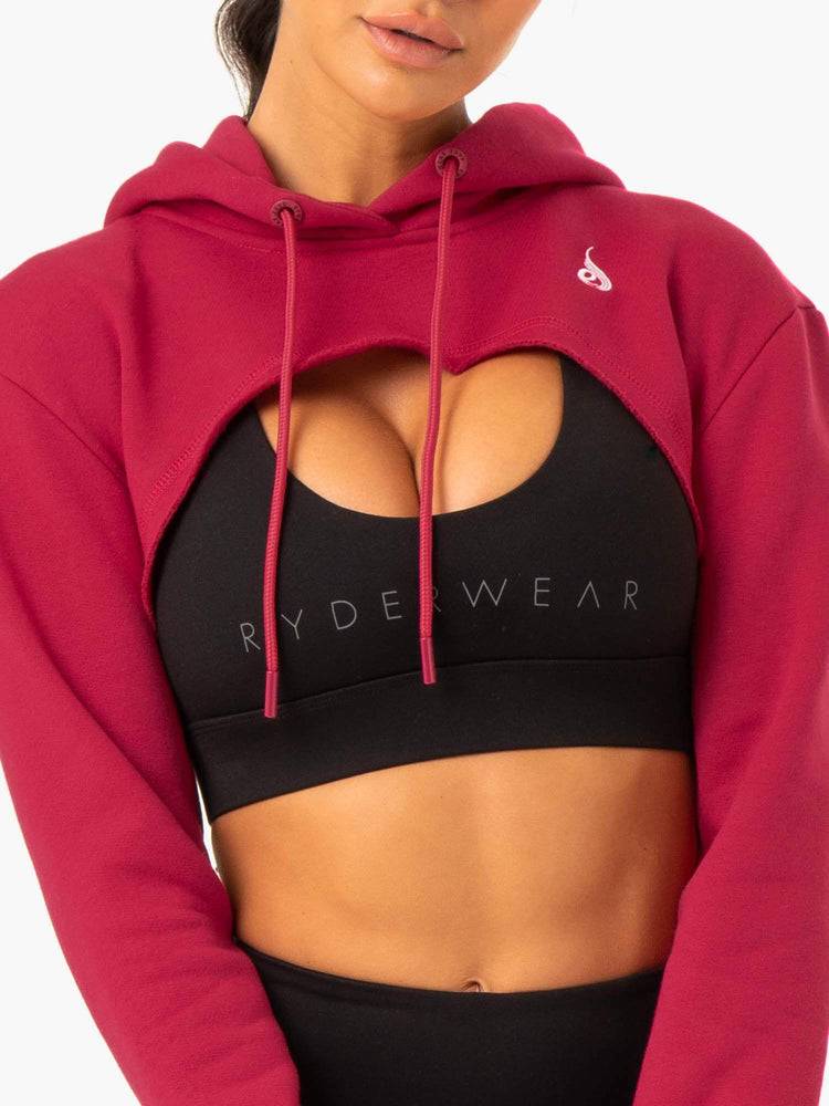 Wine Red Ryderwear Women Sweaters Staples Super Crop Women's Sweaters | AU2592ZG