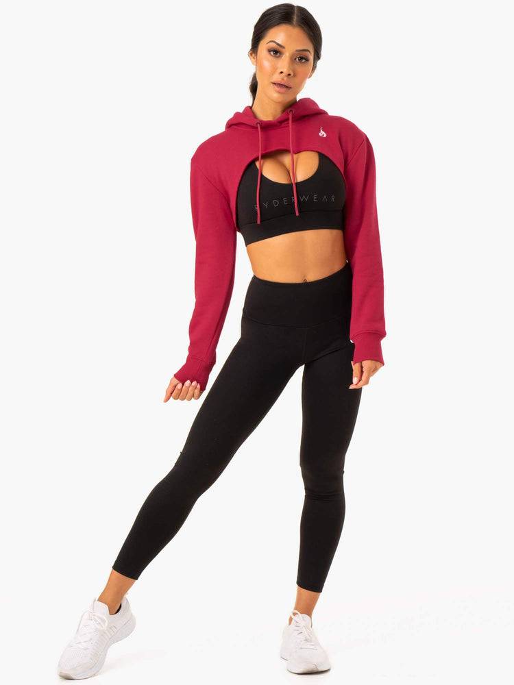 Wine Red Ryderwear Women Sweaters Staples Super Crop Women's Sweaters | AU2592ZG